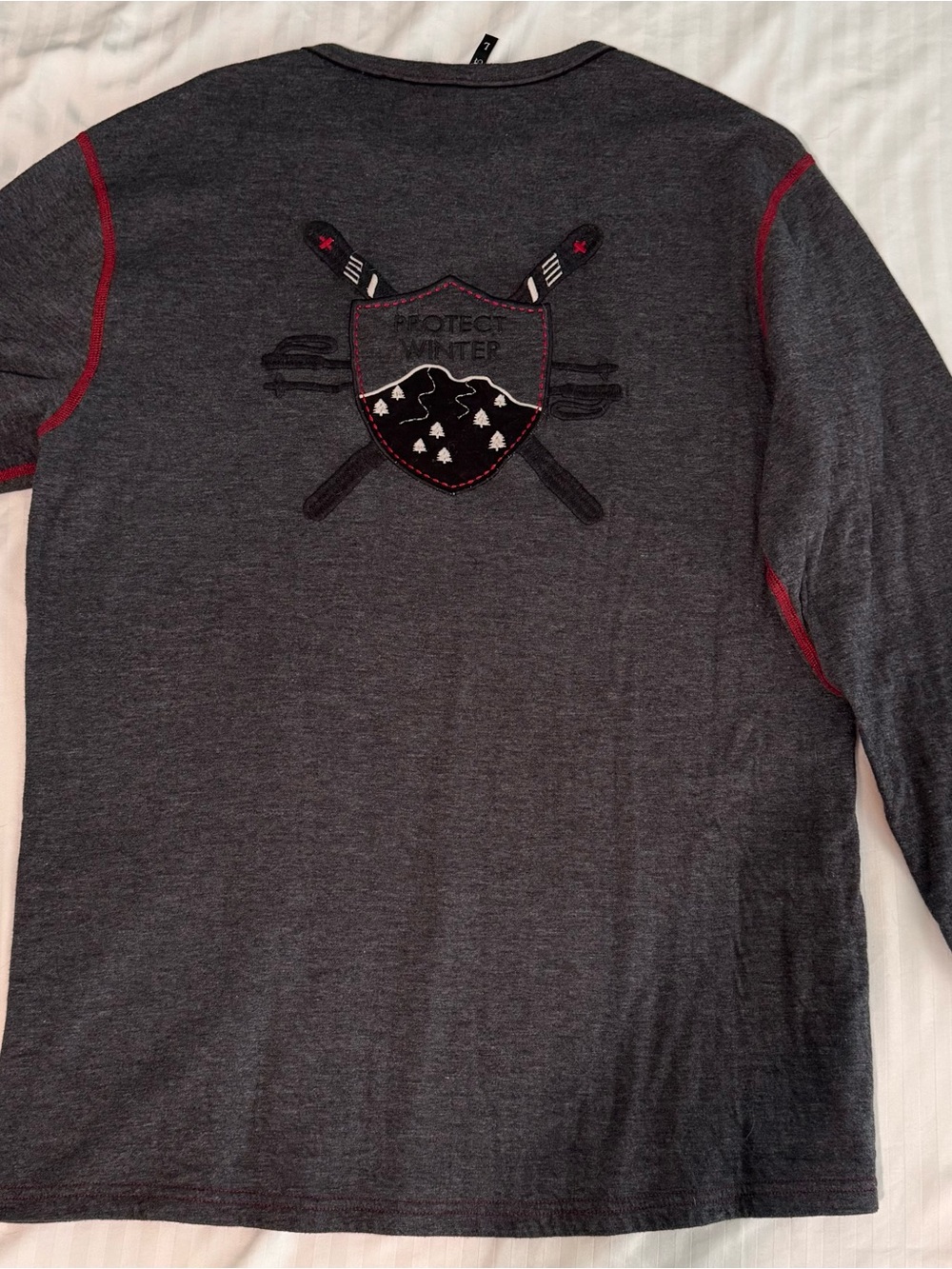 Alp N Rock Men's Long-Sleeve Gray Thermal Shirt with Red Stitching